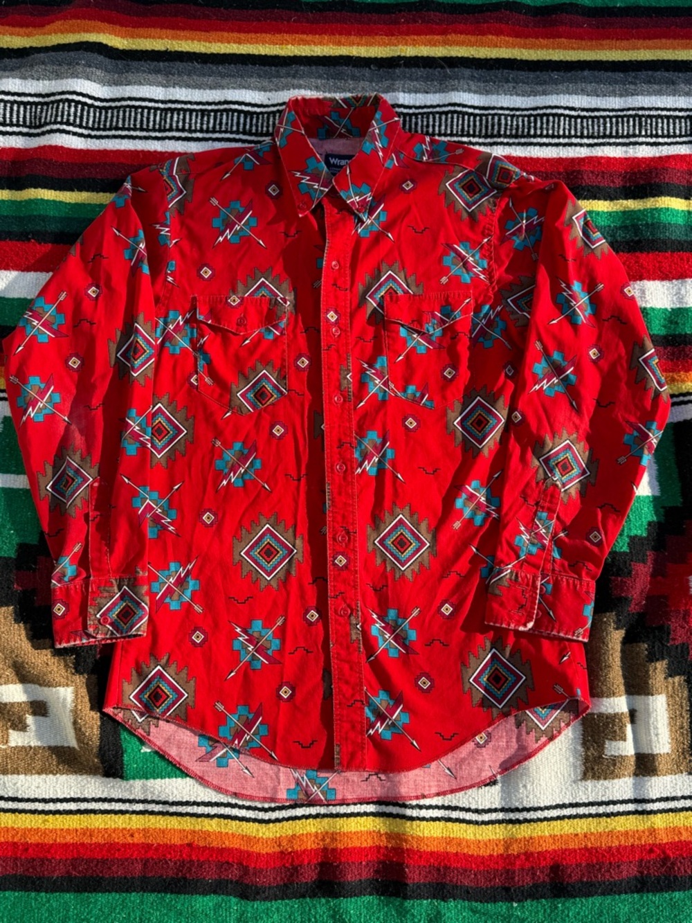 Wrangler Red Southwestern Graphic Button-Up Shirt